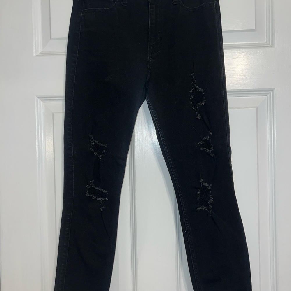 Hollister Black High-Rise Ripped Skinny Jeans